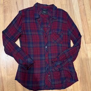 RAILS Hunter Plaid Flannel Shirt Burgundy Navy Sz M VGUC